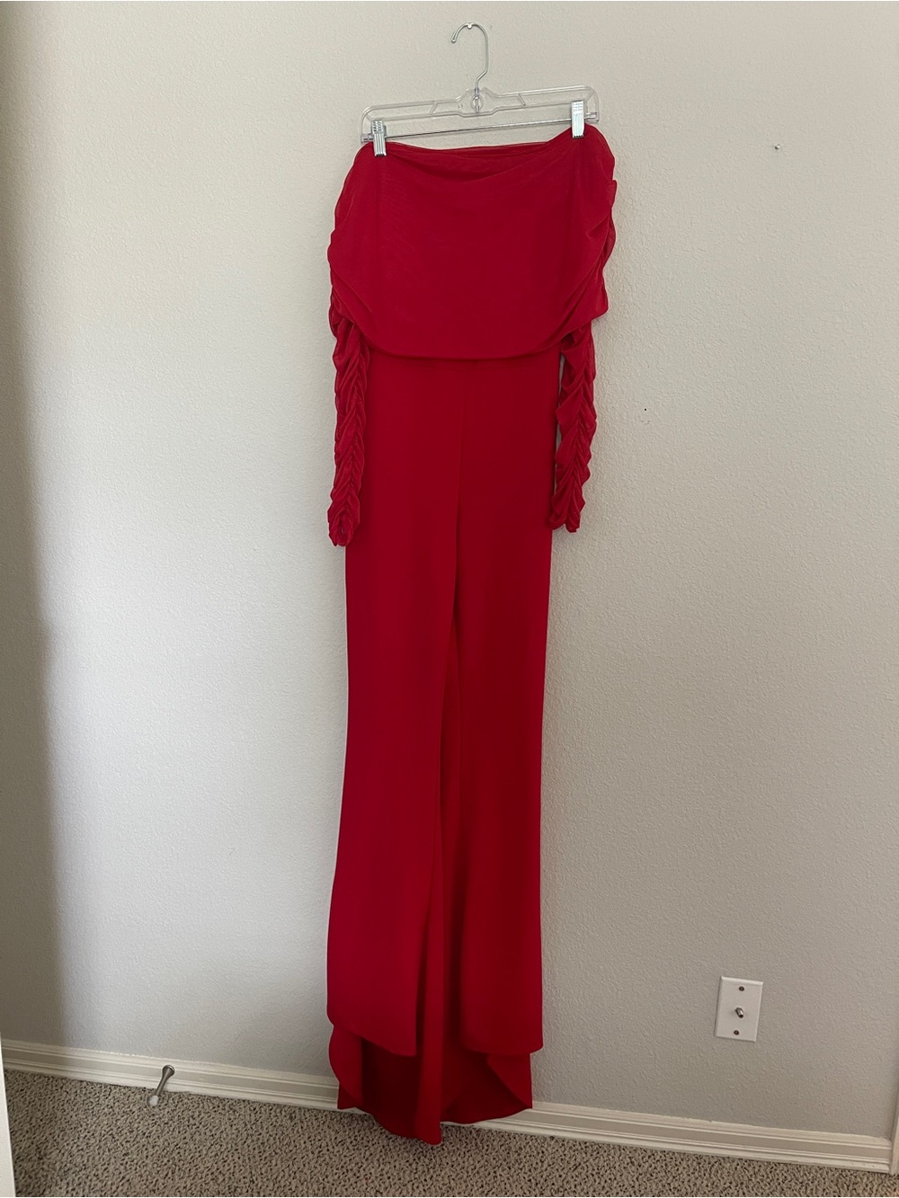 Fashion Nova Scarlet Off-Shoulder Jumpsuit with Braided Sleeves